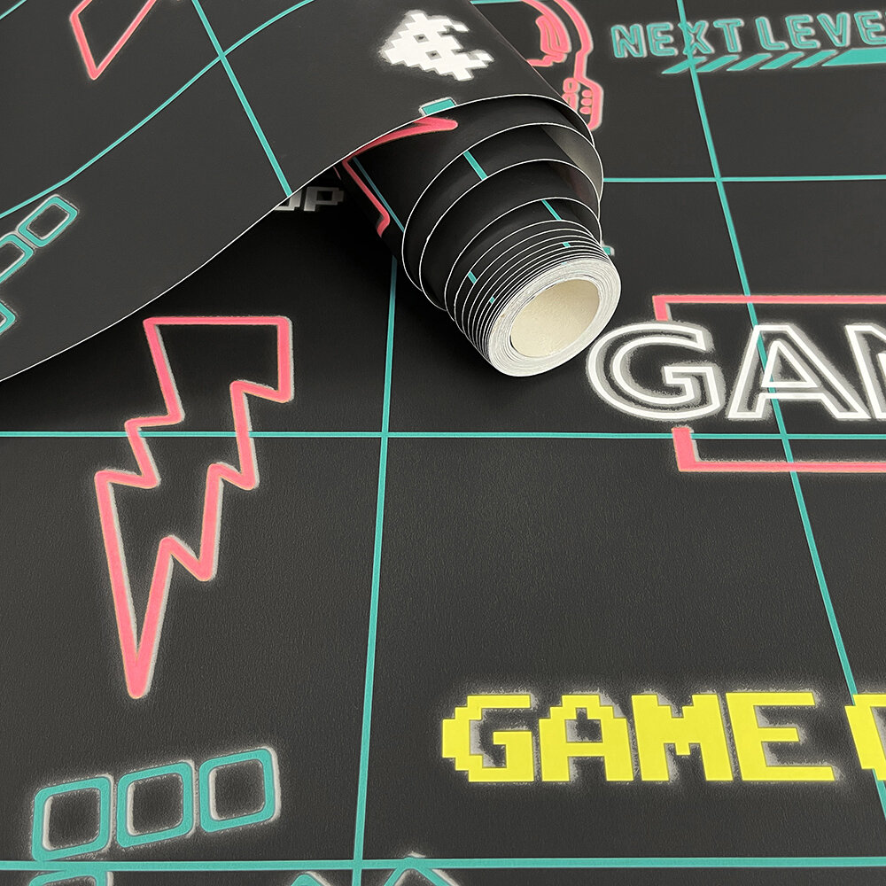 Gamer Wallpaper - Black / Neon Pink - by Albany
