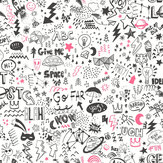 Doodle Wallpaper - White / Neon Pink - by Albany. Click for more details and a description.