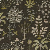 Cynthia Wallpaper - Black and Olive - by Josephine Munsey. Click for more details and a description.