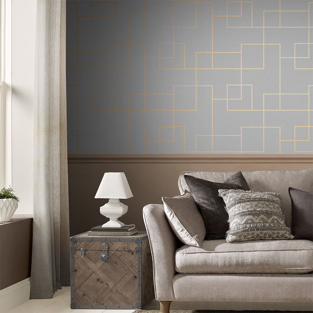 Primo Wallpaper - Grey - by Graham & Brown