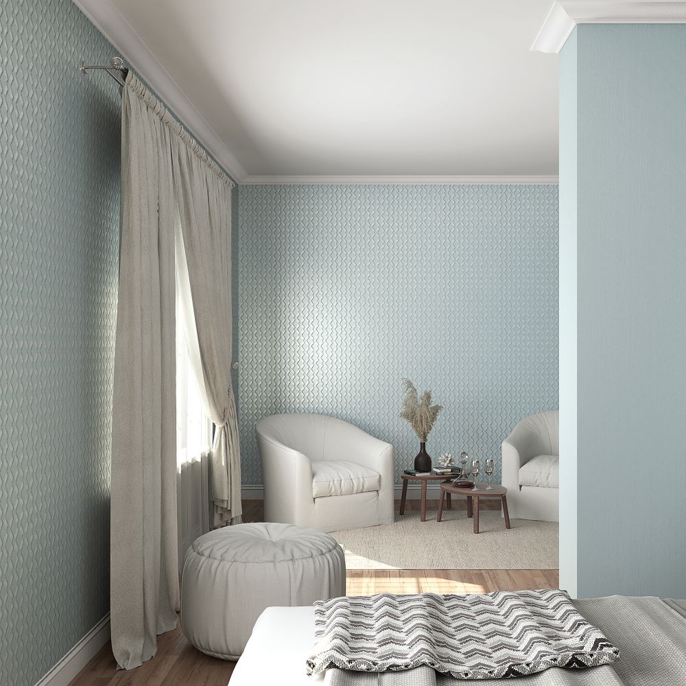 Diamond Stripe Wallpaper - Slate Blue - by Galerie