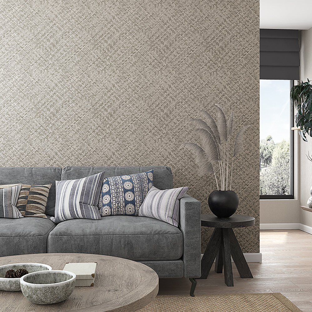 Woven Basket Wallpaper - Grey - by Galerie