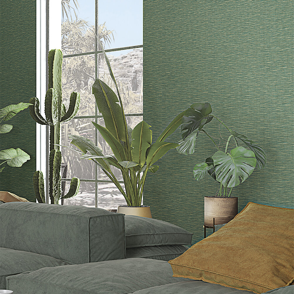 Subtle Wave Wallpaper - Green - by Galerie