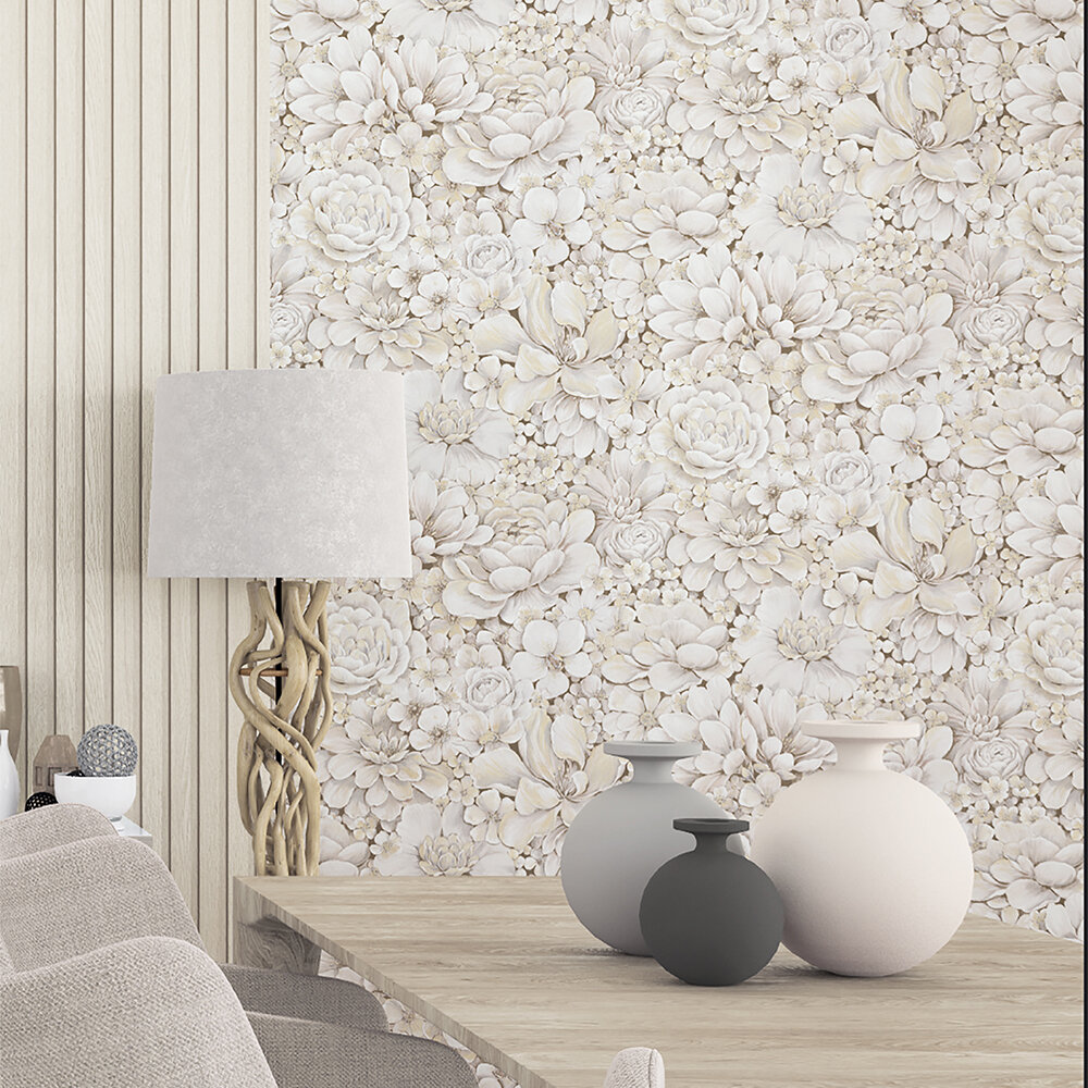 Flower Garden Wallpaper - Cream - by Galerie