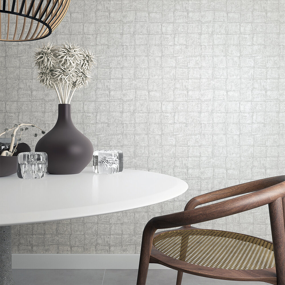 Stone Tile Wallpaper - Grey - by Galerie