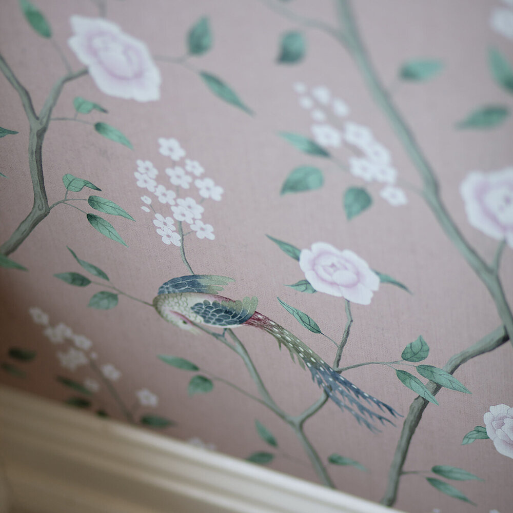 Paradise Birds Wallpaper - Pink - by Boråstapeter