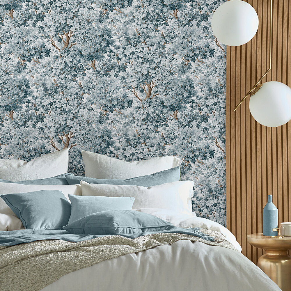 Coppice Wallpaper - Blue - by Graham & Brown