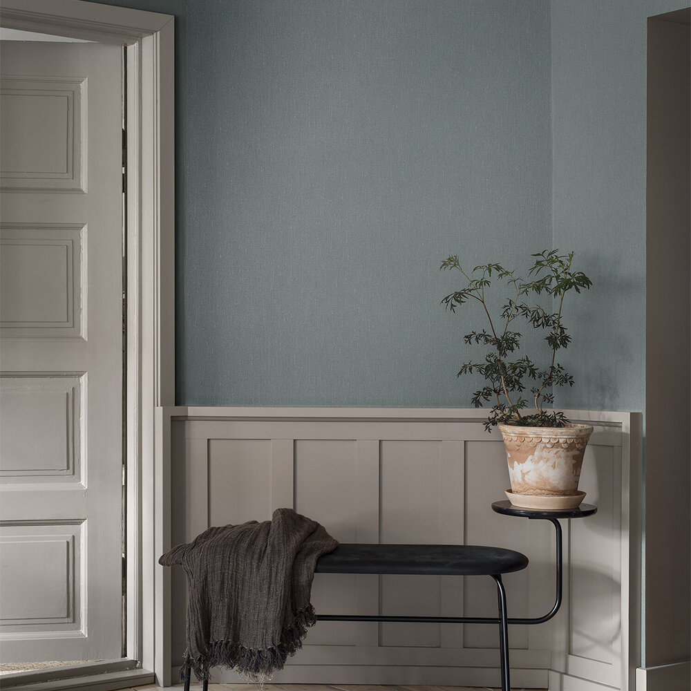 Linen  Wallpaper - Dusty Denim - by Boråstapeter