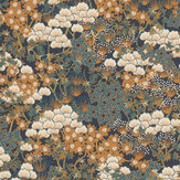 Yuzen Wallpaper - Dark Blue & Copper - by Emil & Hugo. Click for more details and a description.