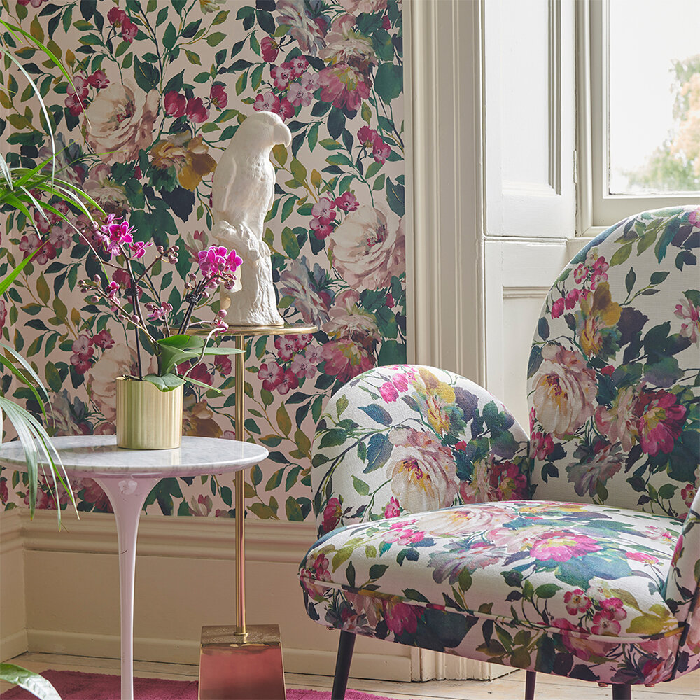 Bloom Wallpaper - Fuchsia  - by Clarke & Clarke
