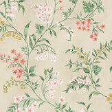 Almora Wallpaper - Coral/ Yellow/ Green - by Nina Campbell. Click for more details and a description.