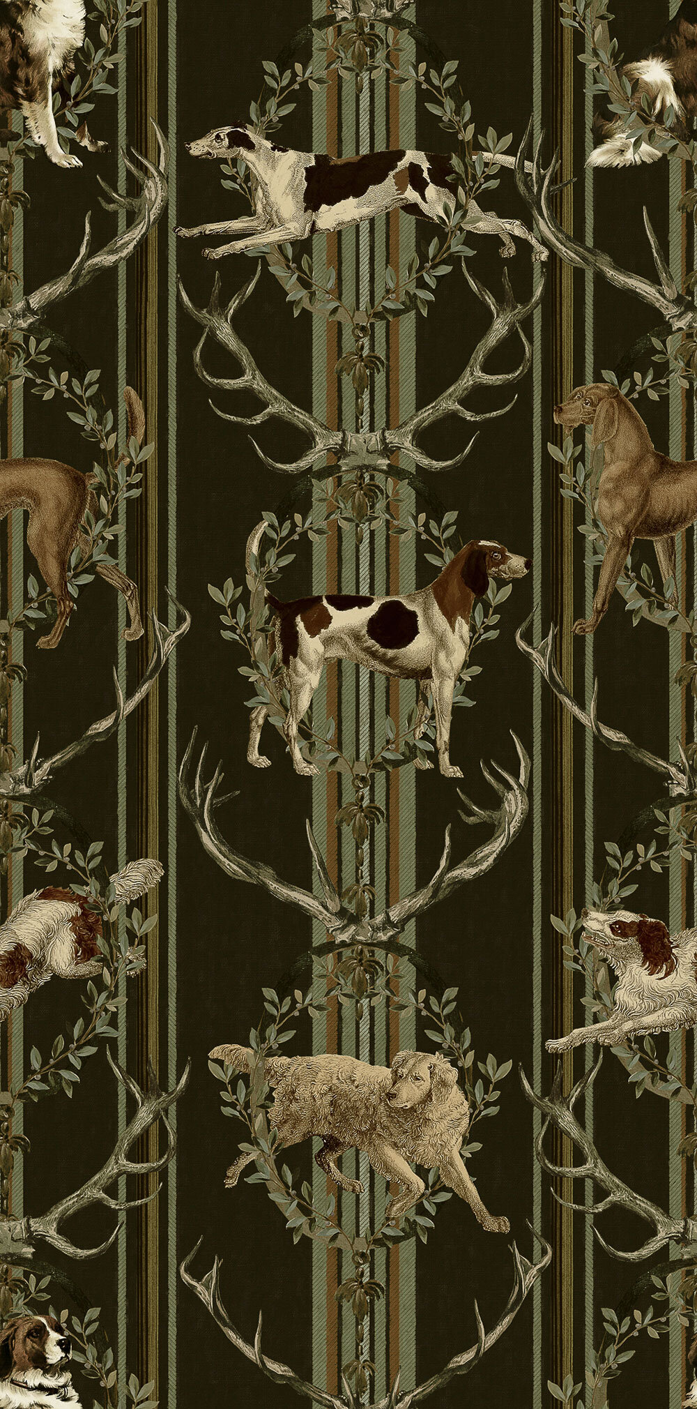 Mountain Dogs Wallpaper Mural - Peat Black - by Mind the Gap