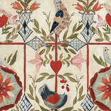 The Bird House Wallpaper Mural - Taupe/Red - by Mind the Gap. Click for more details and a description.