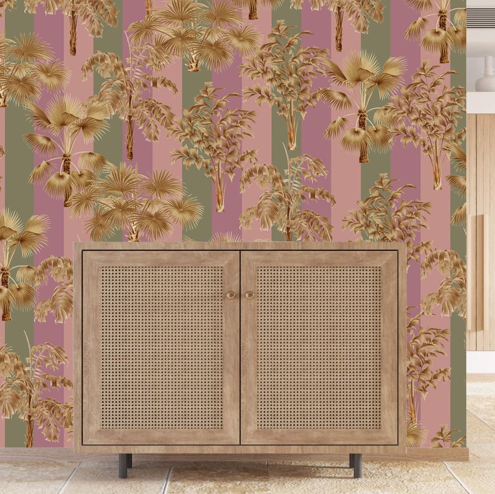Golden Palm Mural - Pink / Gold - by Creative Lab