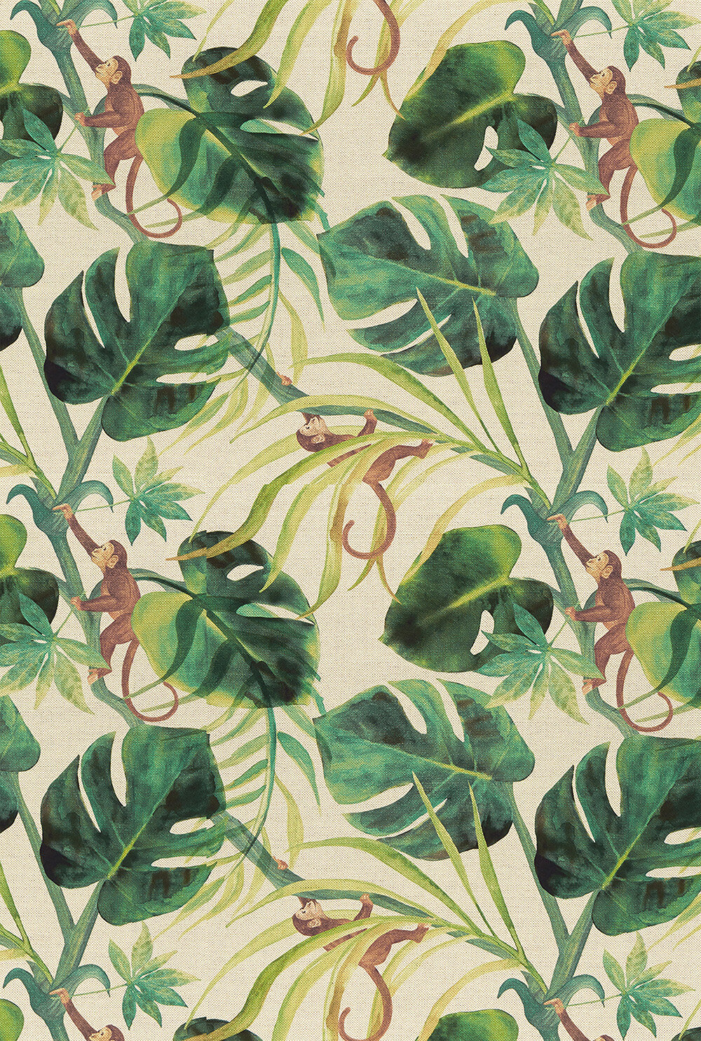 Monkey Business Fabric - Natural - by Clarke & Clarke