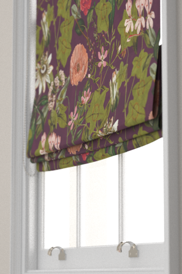 Passiflora Velvet Blind - Mulberry  - by Clarke & Clarke. Click for more details and a description.