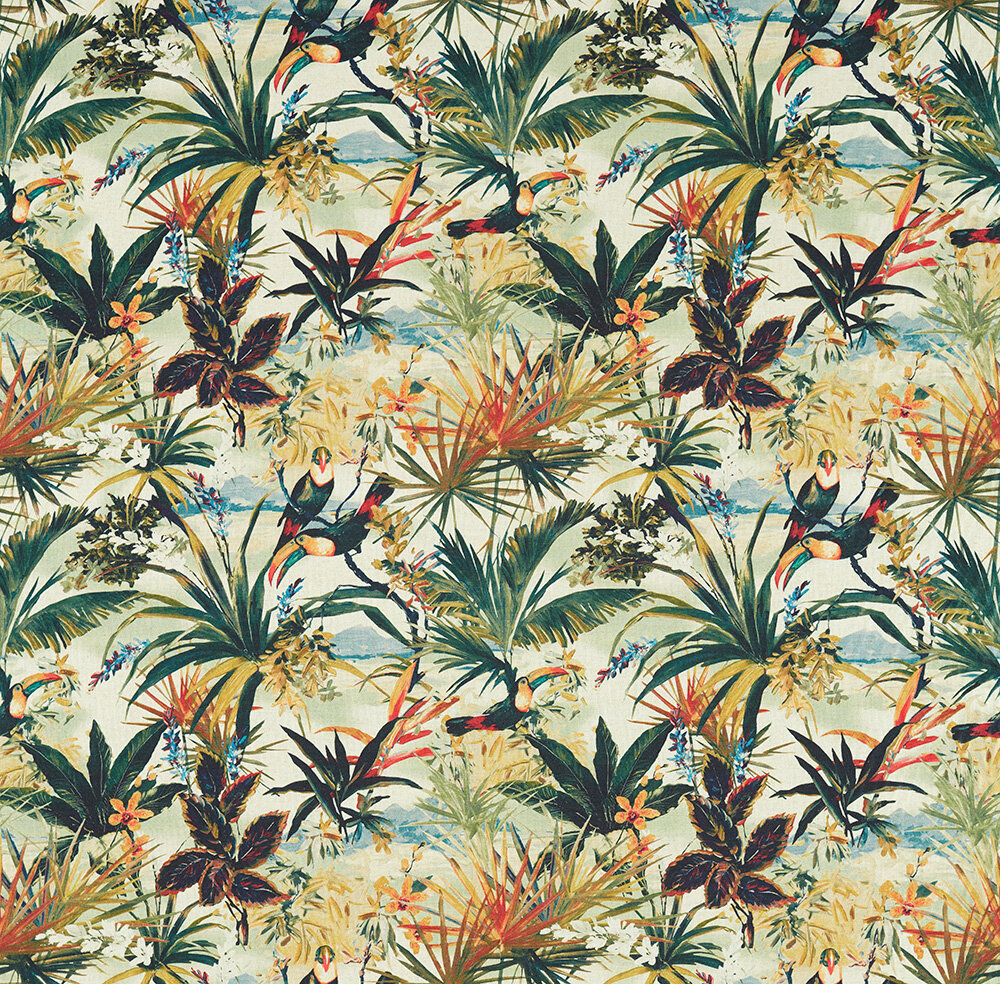 Toucan  Fabric - Antique - by Clarke & Clarke