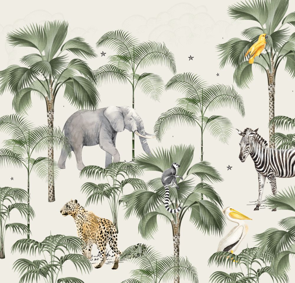 Palm Wildlife Mural - Green - by Creative Lab