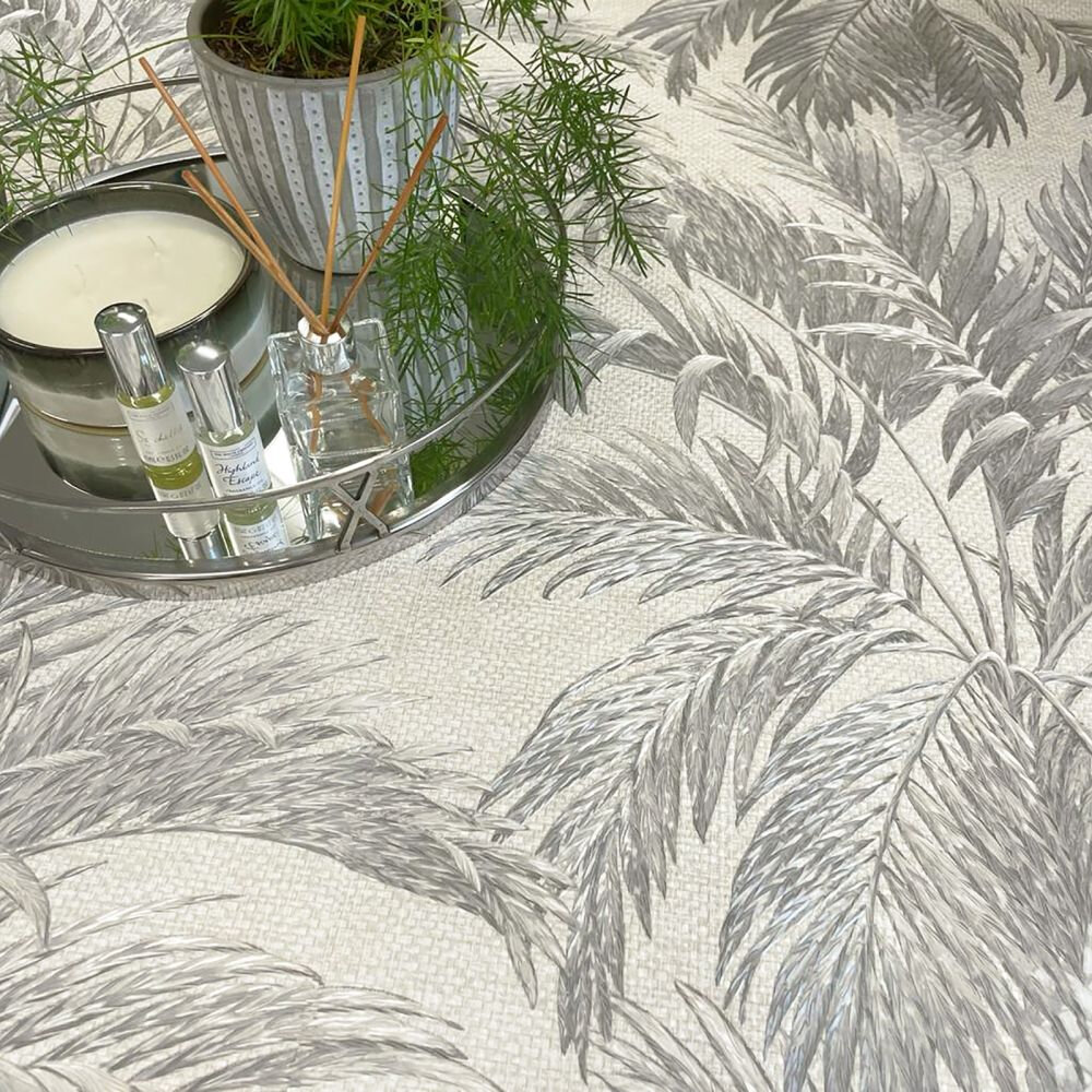 Palm Tree Wallpaper - Silver - by Albany