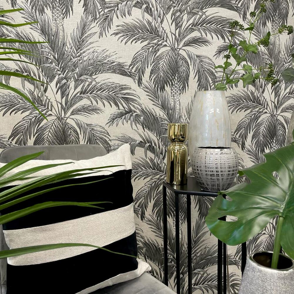 Palm Tree Wallpaper - Black / White - by Albany