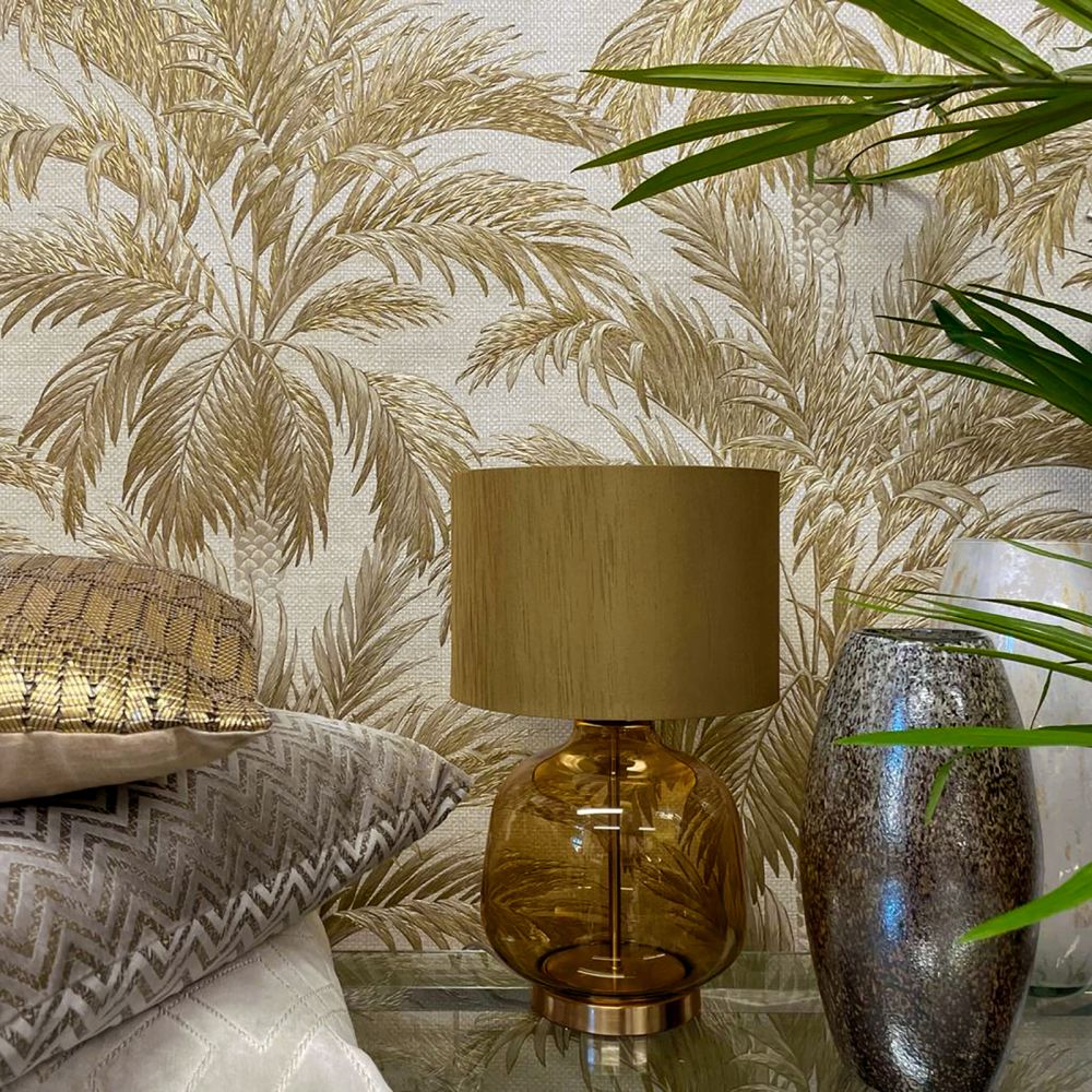 Palm Tree Wallpaper - Gold - by Albany