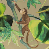 Papier peint Monkey Business - Or argenté - Clarke & Clarke. Cliquez pour en savoir plus et lire la description.