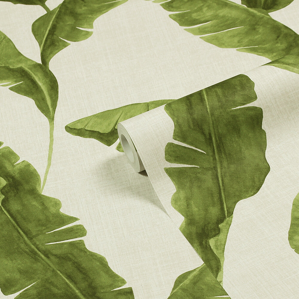 Plantain Wallpaper - Natural / Green - by Furn.