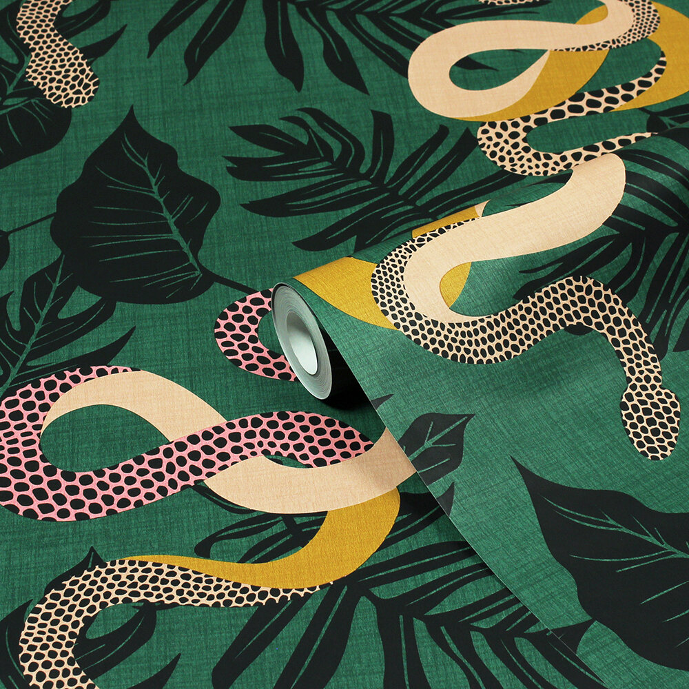Serpentine Wallpaper - Juniper Green - by Furn.