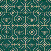 Bee Deco Wallpaper - Emerald - by Furn.. Click for more details and a description.