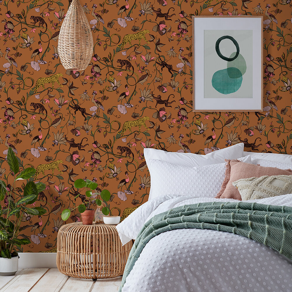 Exotic Wildlings Wallpaper - Warm Sienna - by Furn.