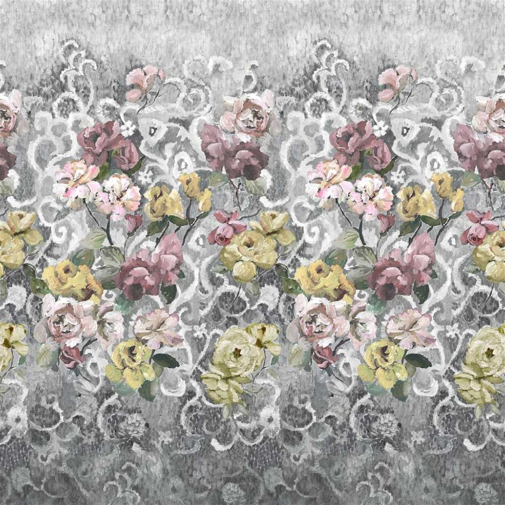 Tapestry Flower Mural - Platinum - by Designers Guild