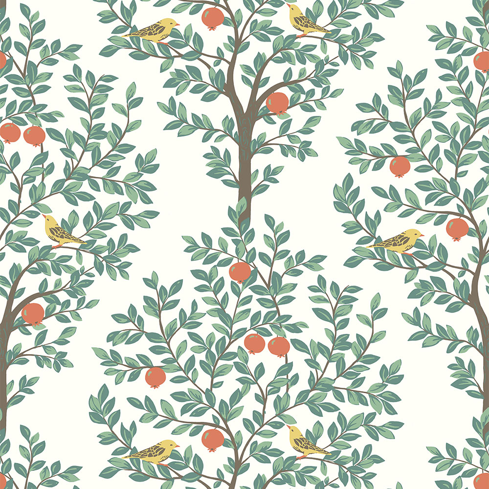 Fruit Tree Wallpaper - White - by NextWall