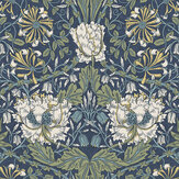 Ogee Flora Wallpaper - Navy Blue - by NextWall. Click for more details and a description.