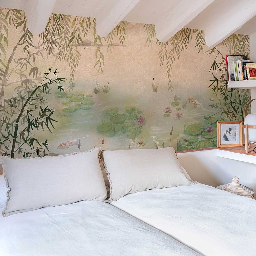 Lotus Linen Mural - Spring - by Coordonne