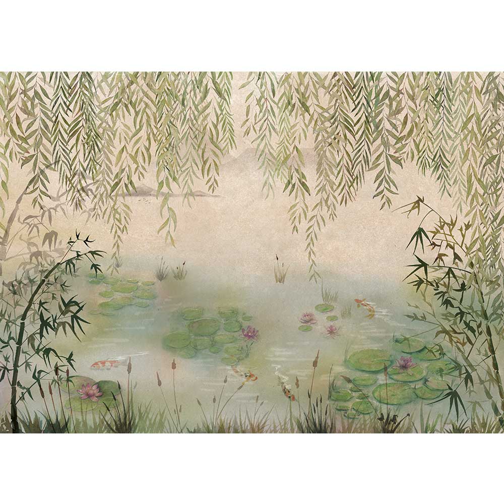 Lotus Linen Mural - Spring - by Coordonne
