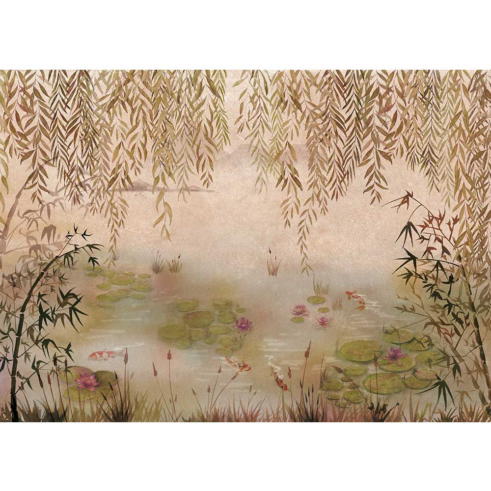 Lotus Linen Mural - Autumn - by Coordonne