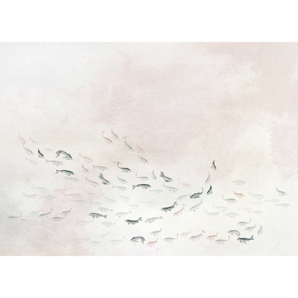 Koi Linen Mural - Swan - by Coordonne