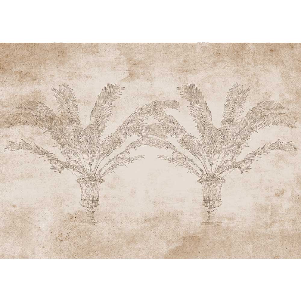 Palma Linen Mural - Graphite - by Coordonne