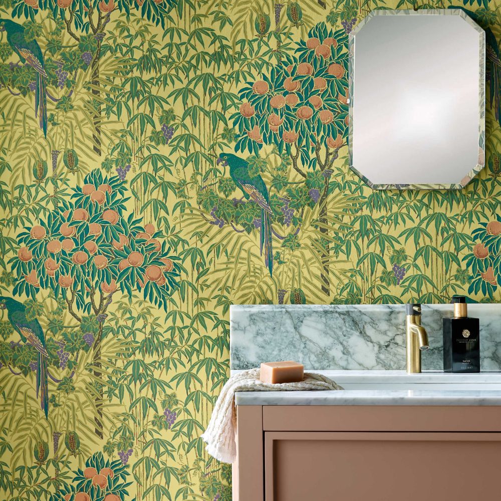 Macaw Wallpaper - Vivid Yellow - by 1838 Wallcoverings
