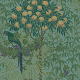 Macaw Wallpaper - Teal - by 1838 Wallcoverings. Click for more details and a description.