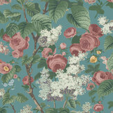 Floribunda Wallpaper - Teal - by 1838 Wallcoverings. Click for more details and a description.