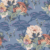 Paeonia Wallpaper - Indigo - by 1838 Wallcoverings. Click for more details and a description.