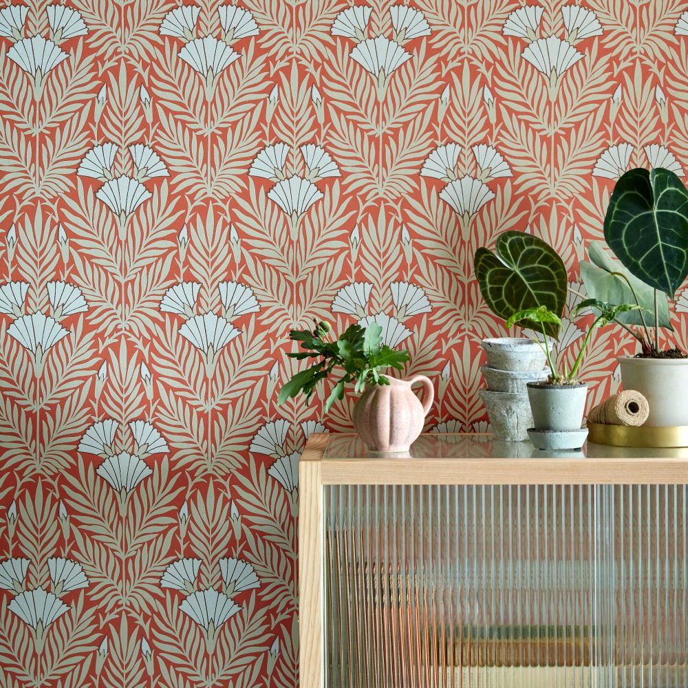 Floral Fanfare Wallpaper - Coral - by 1838 Wallcoverings
