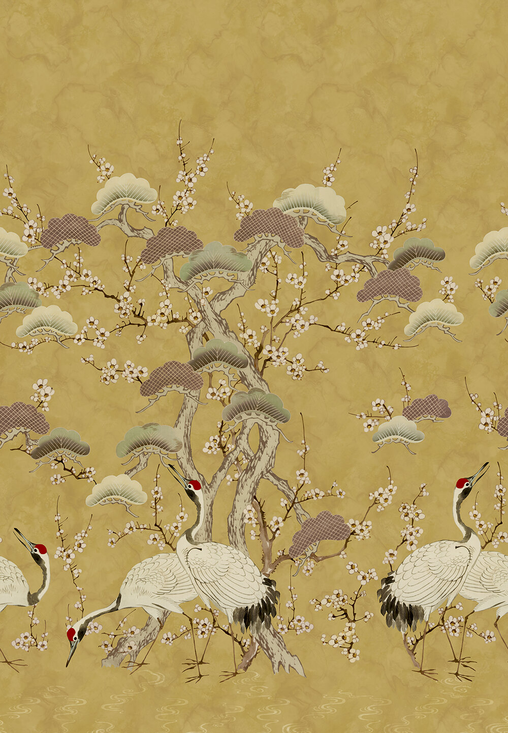 Kyoto Blossom Mural - Golden Yellow - by 1838 Wallcoverings