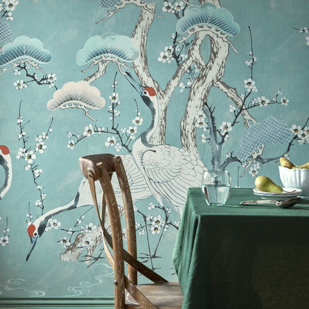 Kyoto Blossom Mural - Mist - by 1838 Wallcoverings