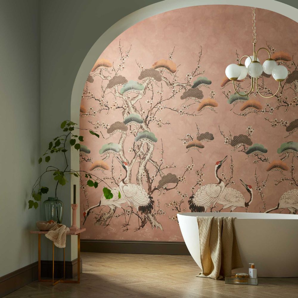 Kyoto Blossom Mural - Sandstone - by 1838 Wallcoverings