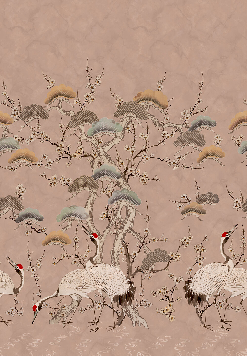 Kyoto Blossom Mural - Sandstone - by 1838 Wallcoverings
