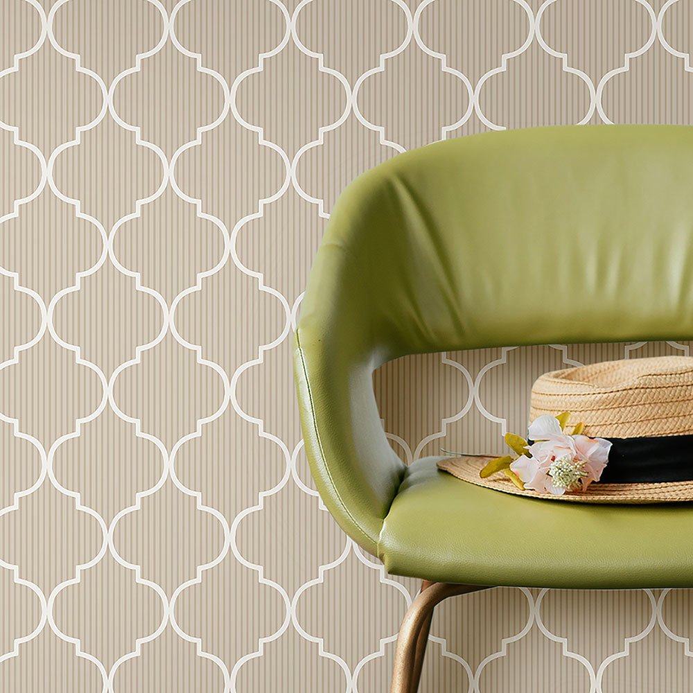 Cancello Green Wallpaper - Beige - by Galerie