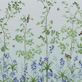 Panoramique Bird & Bluebell Mural - Bleu céleste - Little Greene. Cliquez pour en savoir plus et lire la description.
