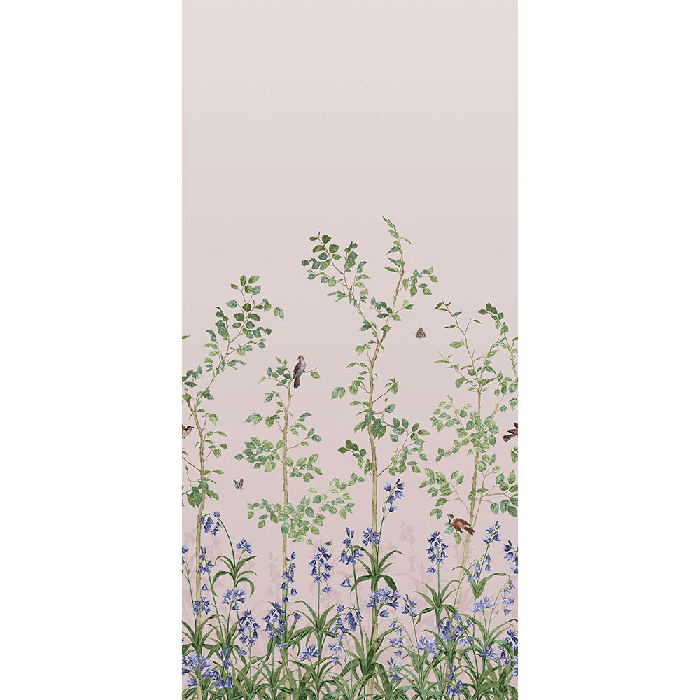 Bird & Bluebell Mural - China Clay - by Little Greene